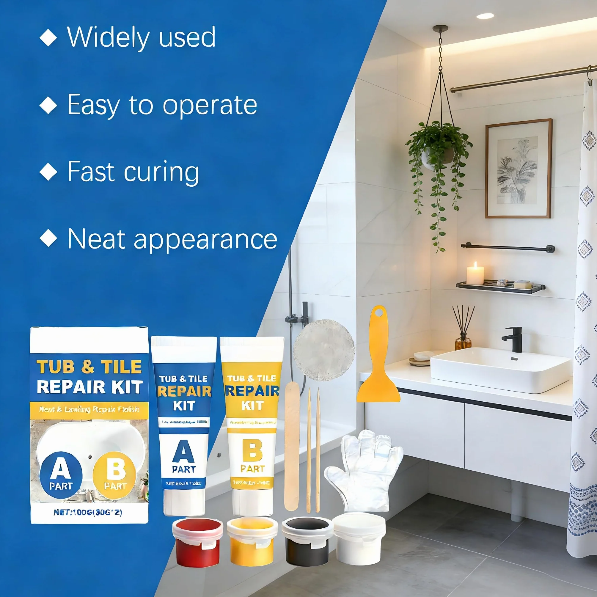 Kit Reparación Multiusos Porcelana Cerámica Impermeable Grietas Astillas Bañeras Azulejos