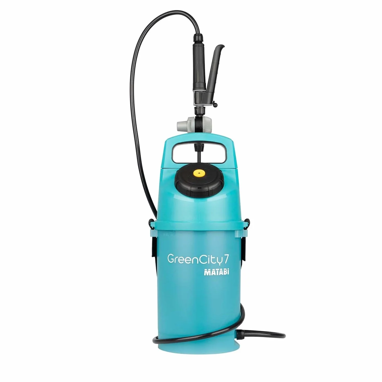 Pulverizador GreenCity 7 - Capacidad Útil de 5L - Lanza y Manguera - Válvula de Seguridad - Depósito Translúcido - Boquillas Intercambiables - Ideal para Terrazas y Huertos - Fabricado en Europa