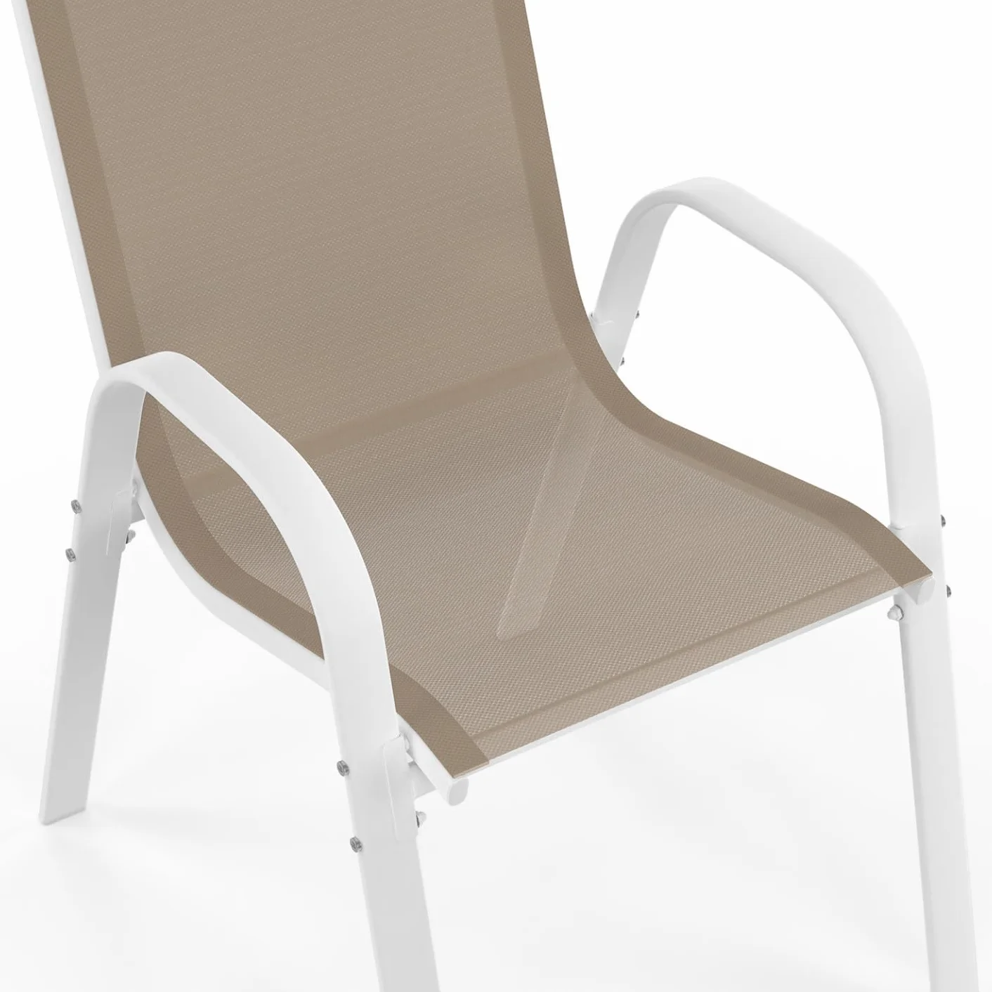 IDMarket - Muebles de Jardín Madrid Mesa 240 CM y 10 sillas apilables Blanco y Beige