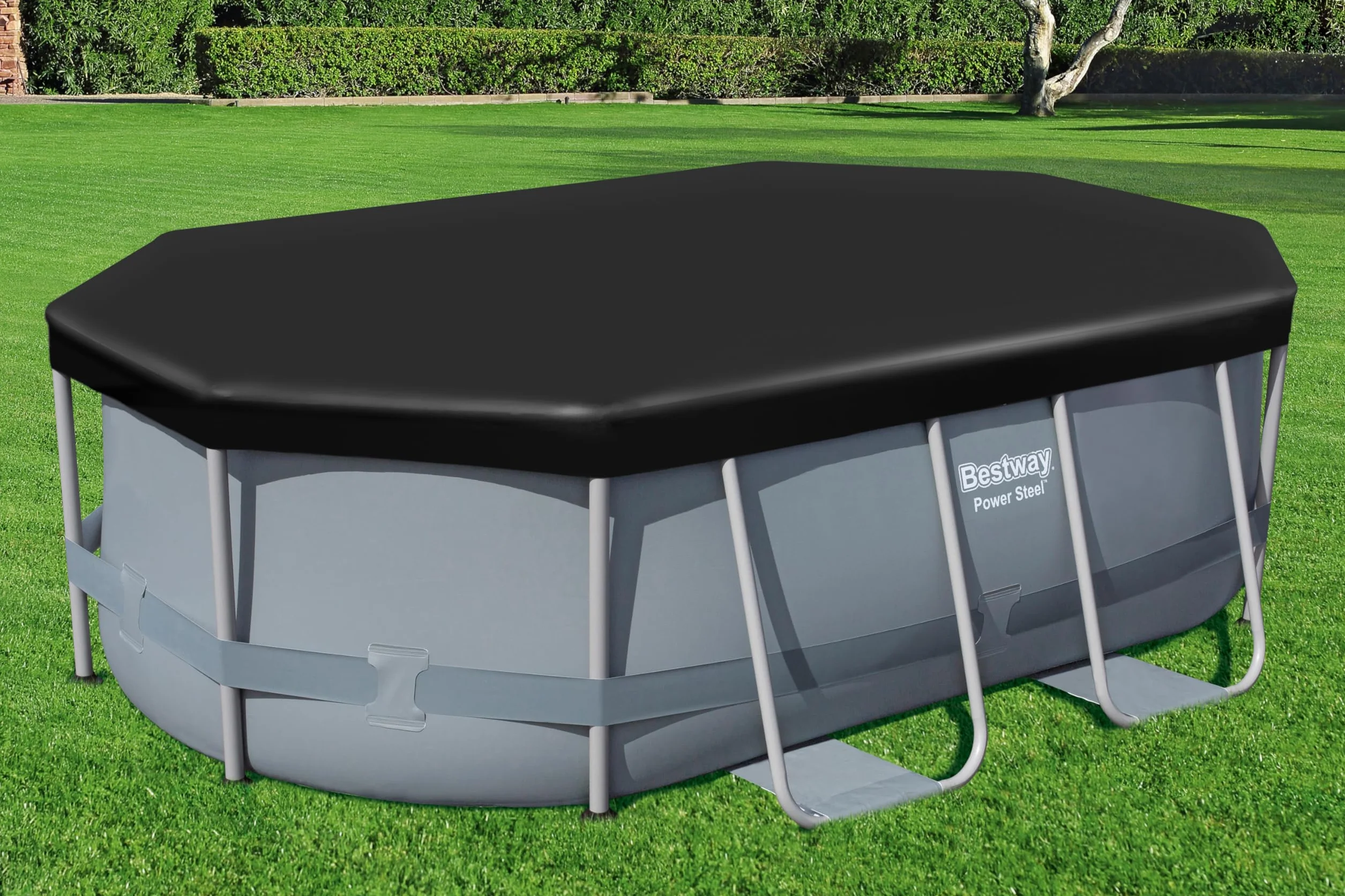 BESTWAY Cobertor Invierno Piscina Ovalado 305x184 cm Negro