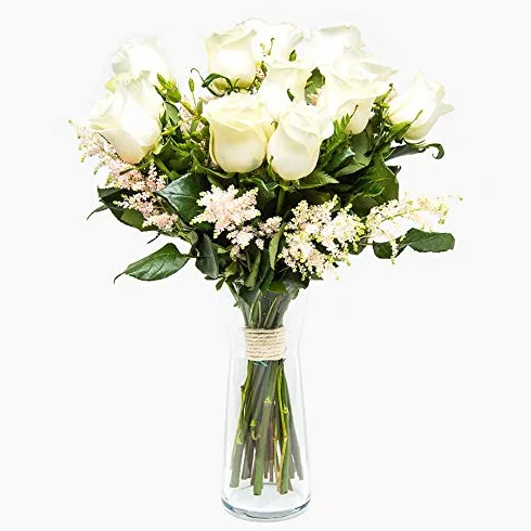 Ramos de rosas blancas naturales a domicilio Florencia - Flores frescas - Envío 24h GRATIS - Tarjeta dedicatoria incluida - Caja especial