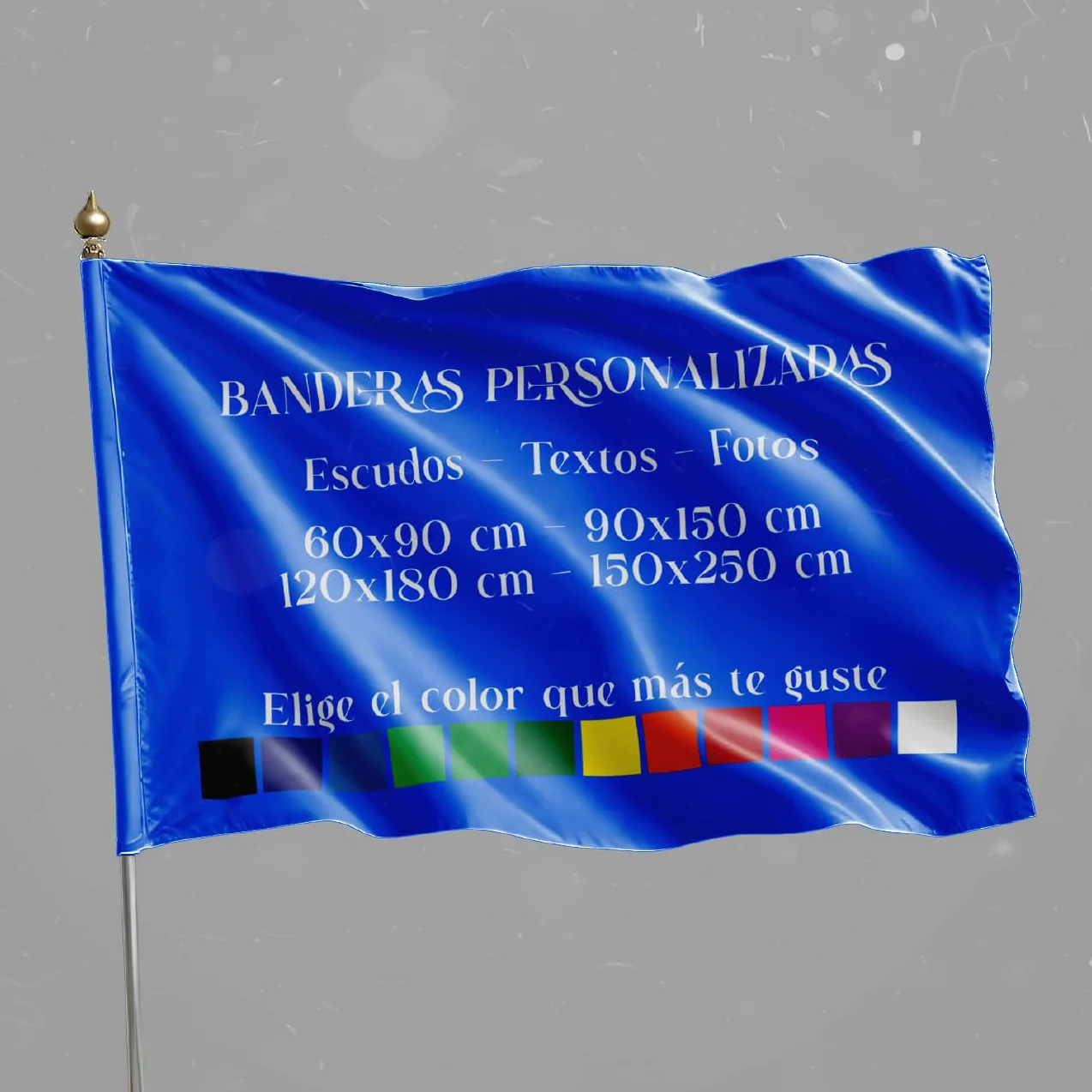 Bandera personalizada con imagen y texto 90x150 resistente a la intemperie para eventos fiestas fútbol