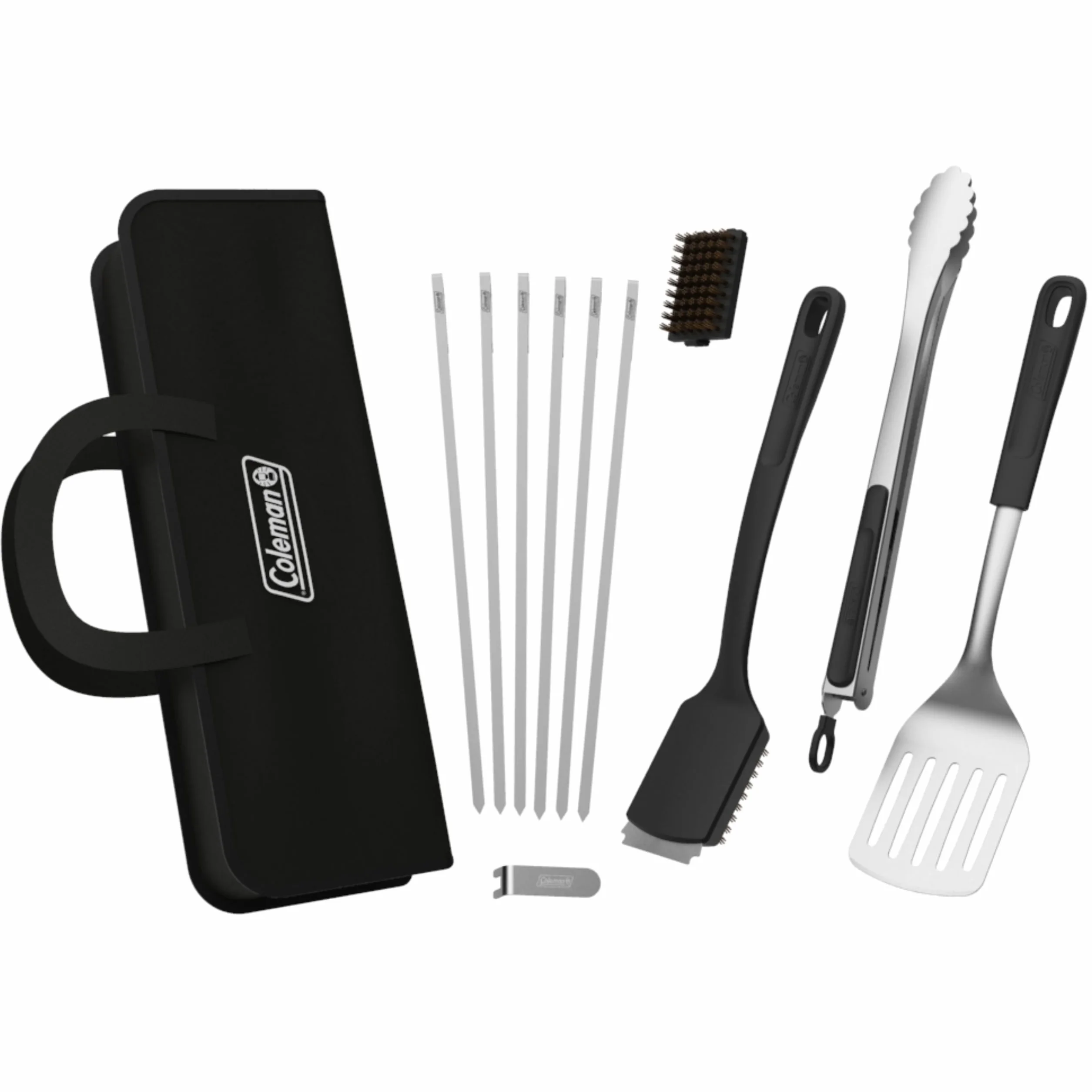 Coleman Cookout - Kit de herramientas para parrilla de barbacoa de 12 piezas, herramientas de parrilla resistentes al calor para ahumadores, parrillas de carbón, pellets y propano con funda de