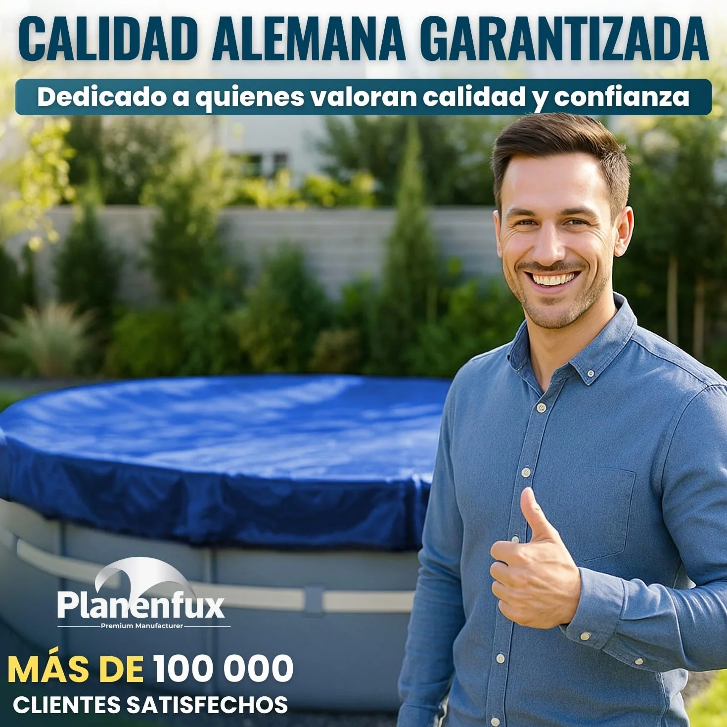 Planenfux® Cobertor de Invierno Redondo para Piscinas Ø 366 cm 2-en-1 PE 200g/m² UV-Resistente Lona Solar Invierno/Verano Ø420cm