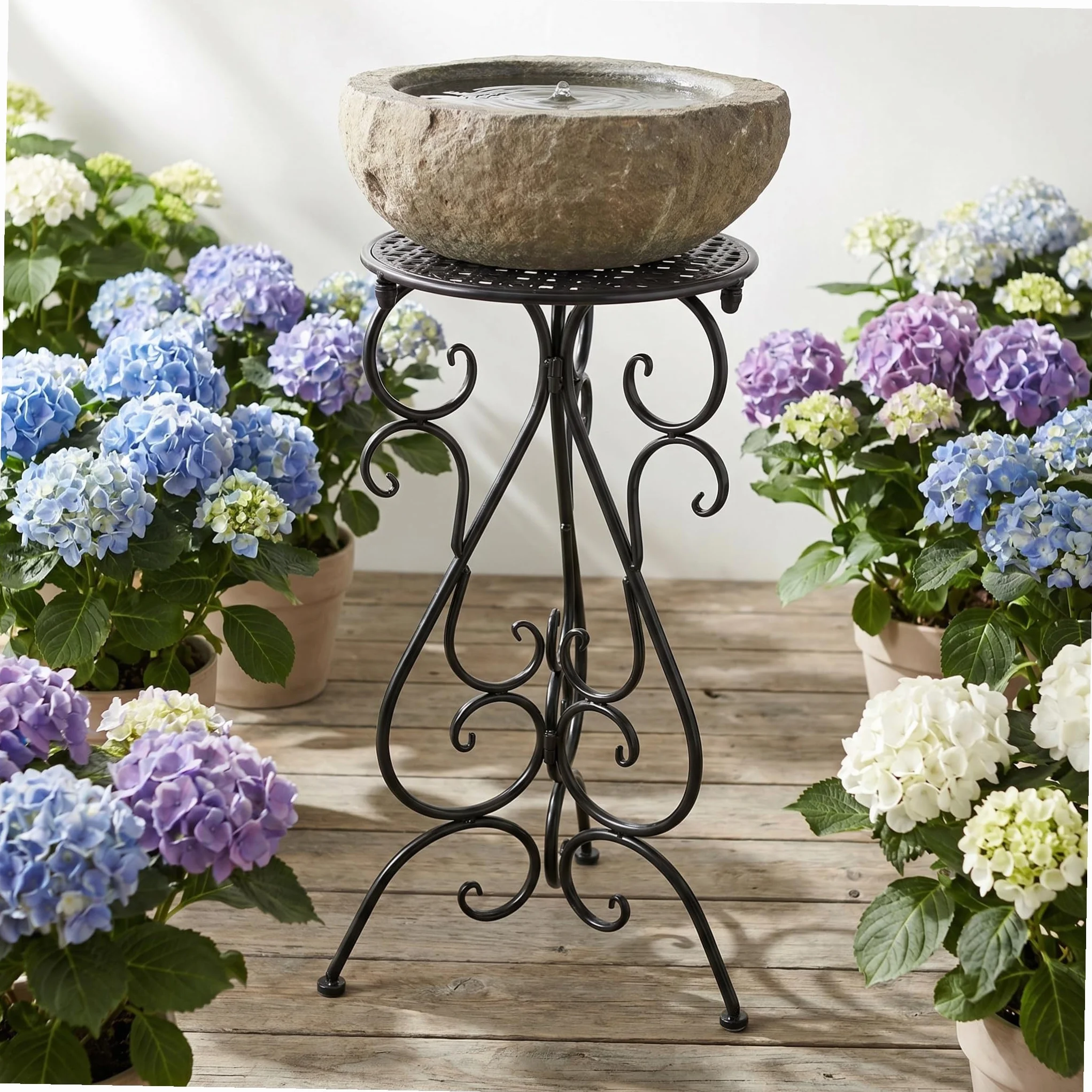 EXCEART Soporte para Baño de Aves de Hierro Negro de 22 Pulgadas Base Ancha y Diseño de Tripié Estable para Patio y Porche