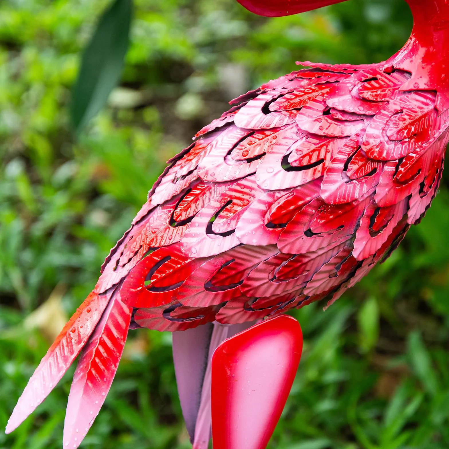 Estatuas de jardín de flamencos de Metal, esculturas de Flamenco Rojo para Patio, decoración al Aire Libre