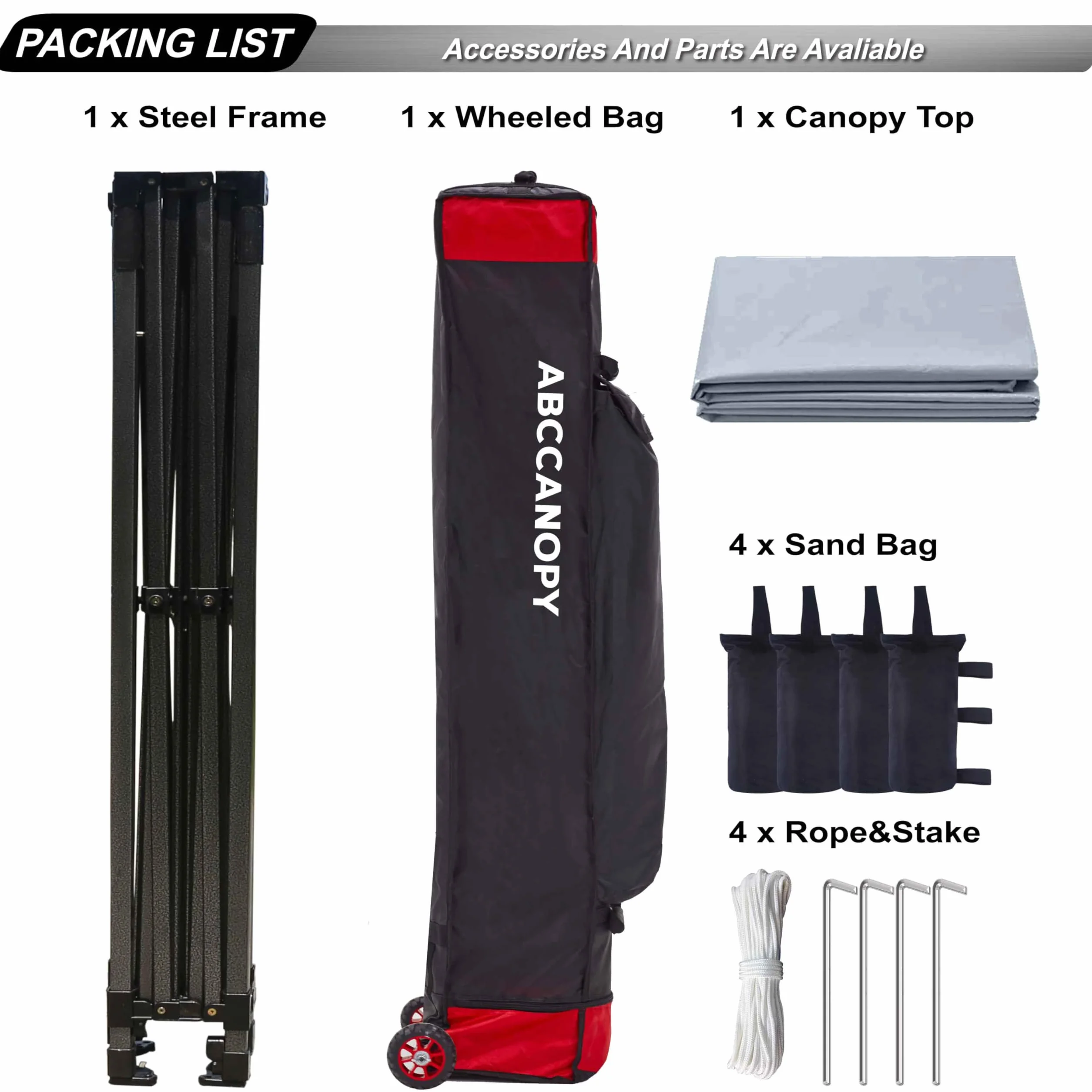 ABCCANOPY Cenador desplegable Resistente de 3 x 3 m con Bolsa de Rodillo Mejorada, 4 Bolsas de Peso, estacas y Cuerdas (Gris)