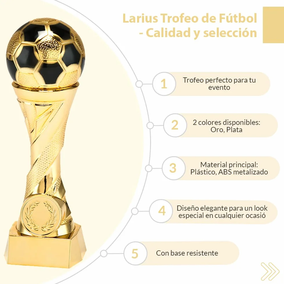 Larius Trofeo de fútbol Oro Plata Grabado Personalizado