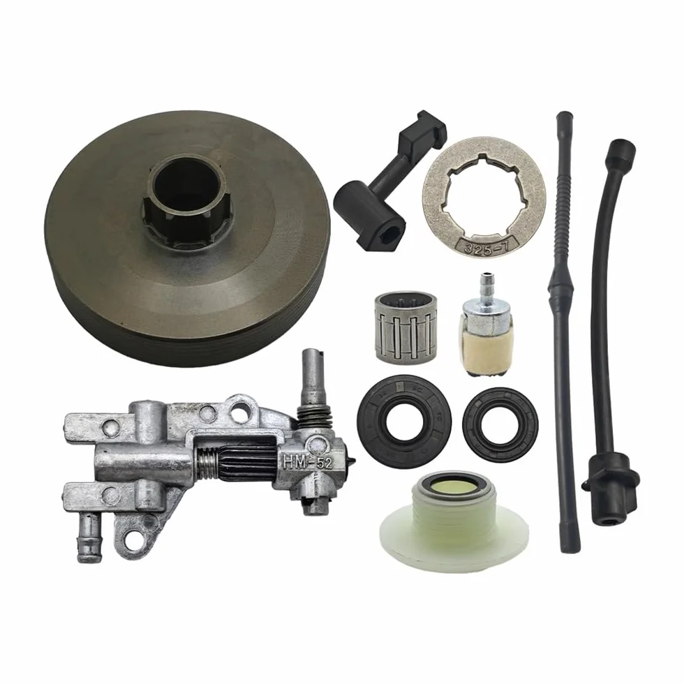 Tambor de Embrague Compatible con 4500, 5200, 5800, 45 CC, 52, 58 Incluye Engranaje helicoidal, Filtro Combustible, Kit línea Aceite y repuestos for Herramientas jardín