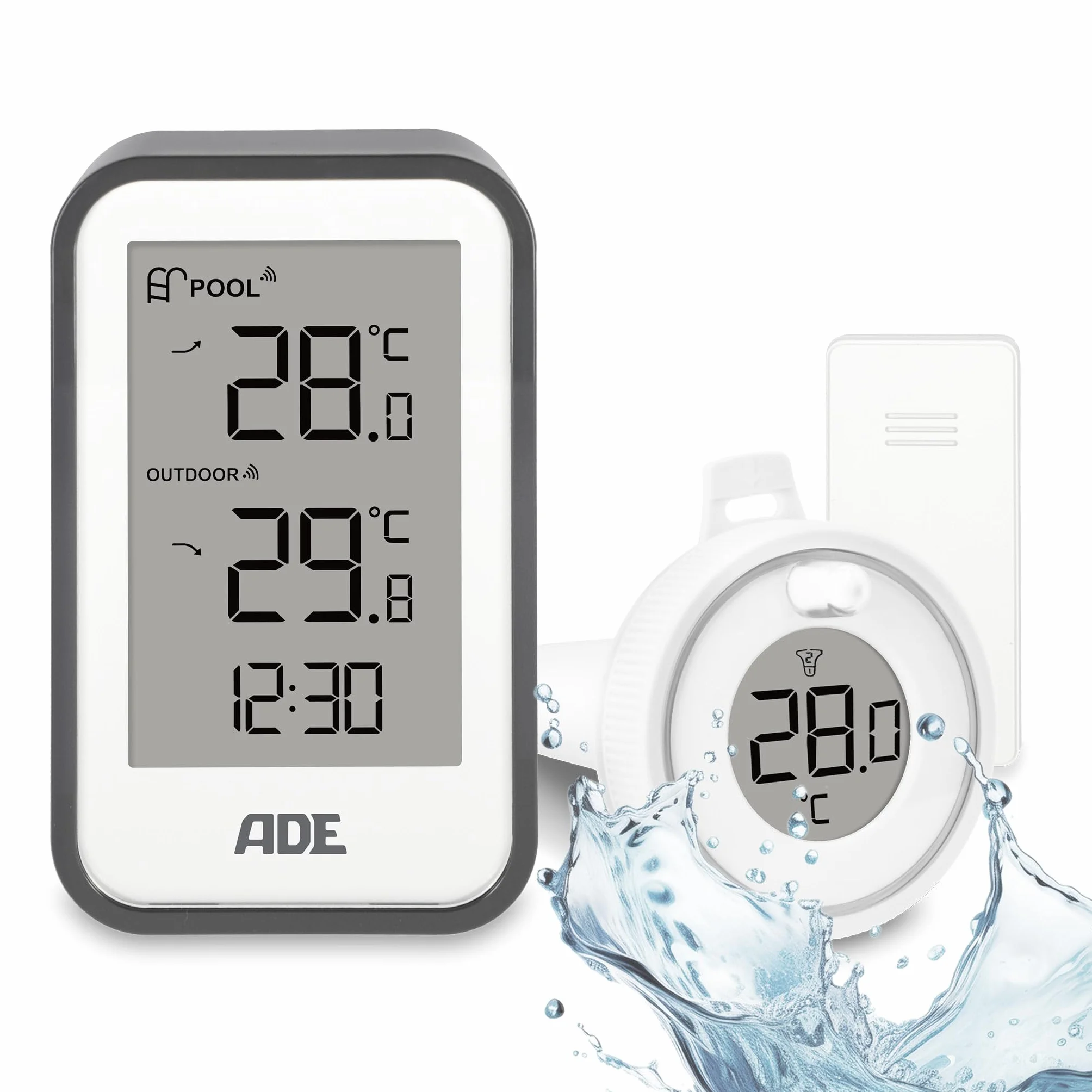 ADE Termómetro digital de piscina flotante con sensor exterior