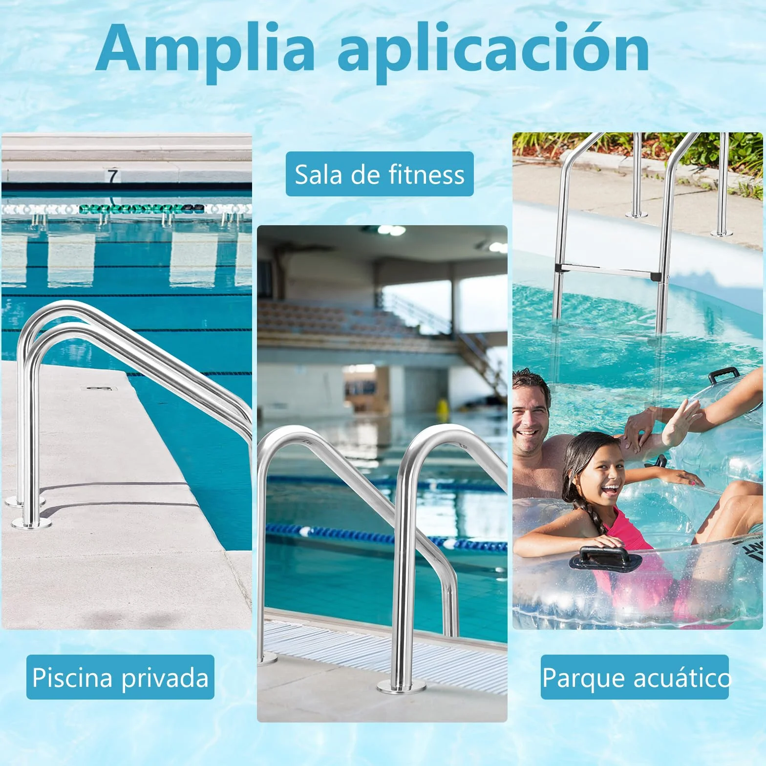 SOARS Escalera Piscina Acero Inoxidable 3 Peldaños 150 kg 53x63x147 cm