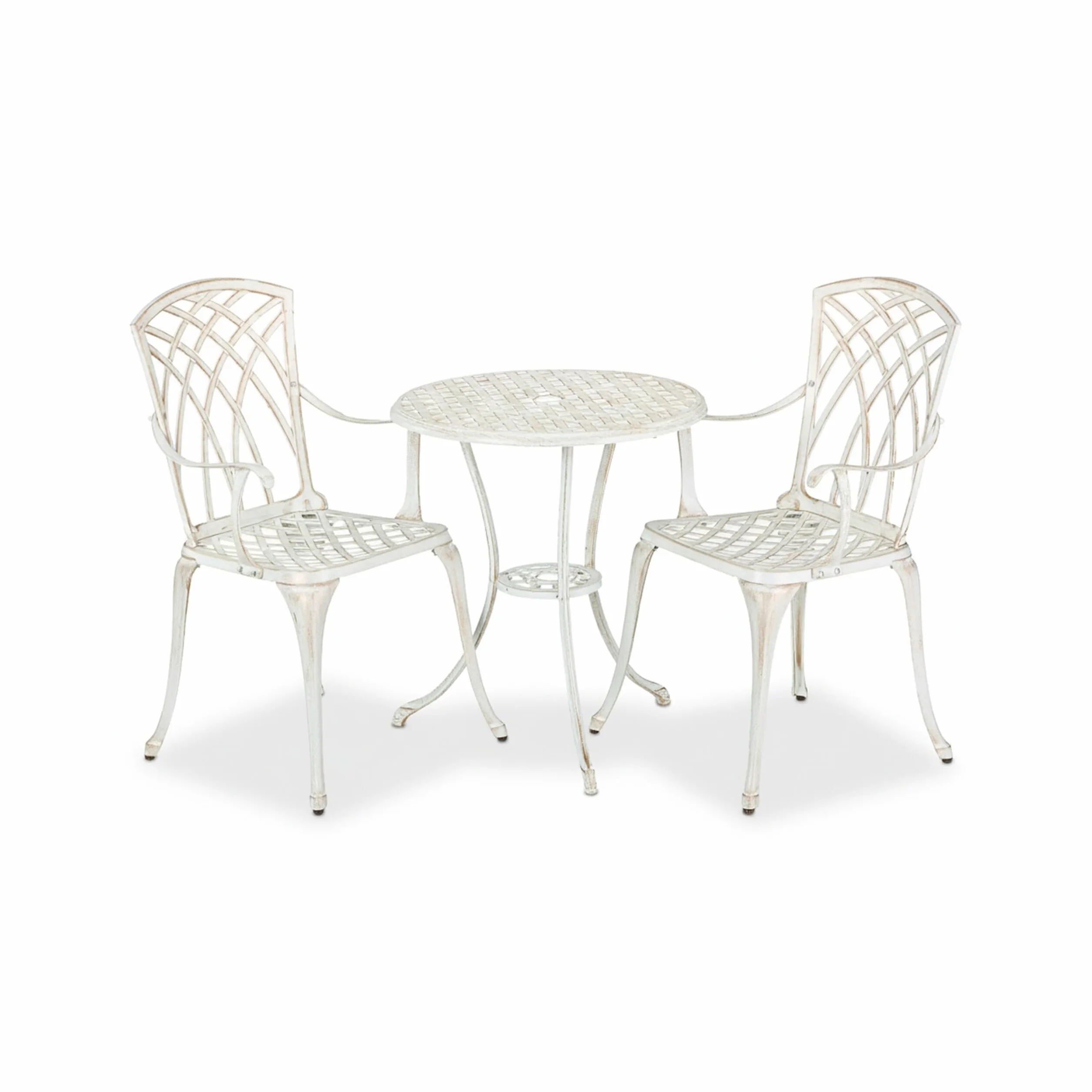 Relaxdays Conjunto Jardín Exterior Mesa y Sillas Terraza Aluminio Fundido Blanco Bronce