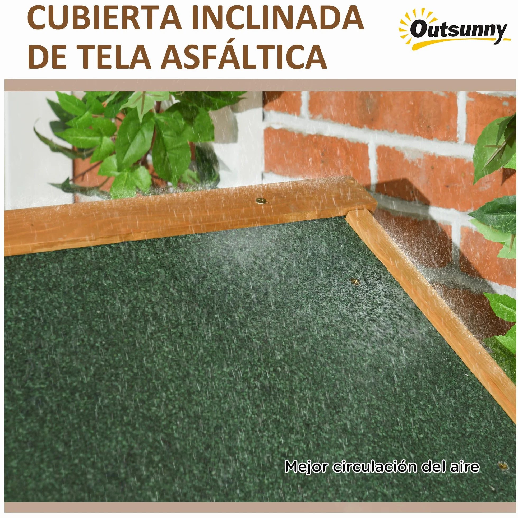 Outsunny Armario de Jardín Madera 77x54,2x179 cm Cobertizo Almacenaje Herramientas 3 Estantes 2 Puertas Cerrojo