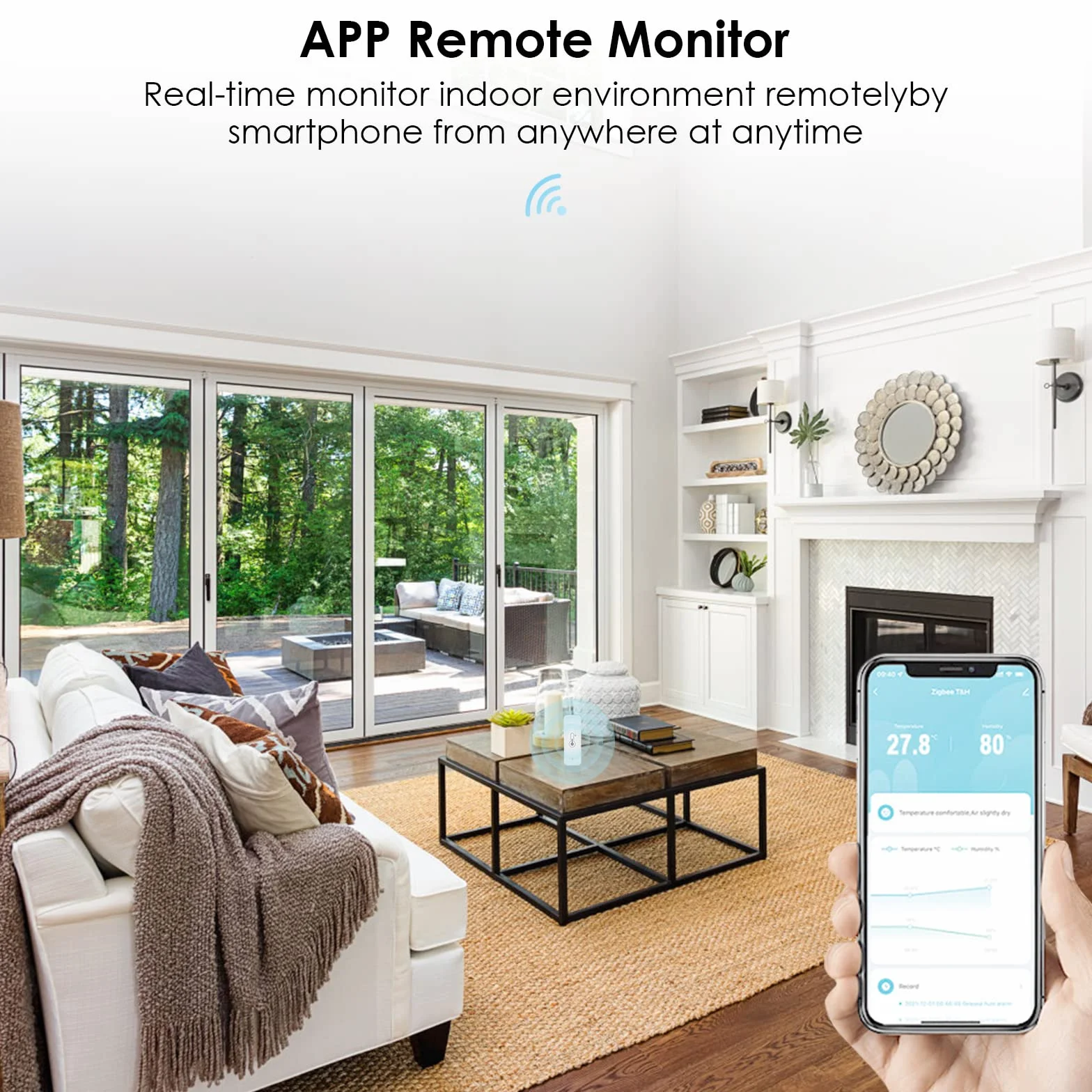 Towwoo Temperatura Humedad Wifi Sensor Inalámbrico, Termómetro Higrómetro Inteligente con Alarma Tuya Alexa