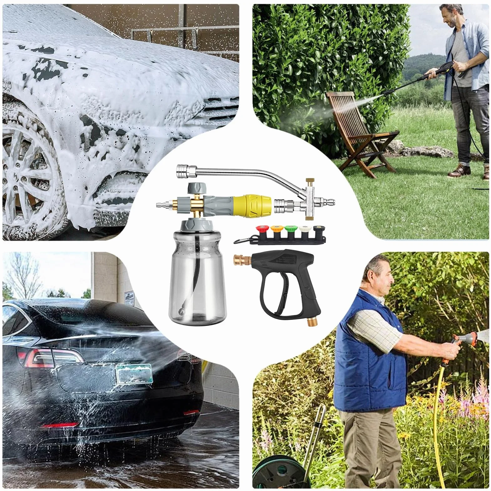 Pulverizador de Espuma para Lavado de Coche, rociador de Manguera de jardín de Espuma, Herramienta de Lavado Resistente al Desgaste para Paredes Exteriores, techos, calzadas, Camiones, Suelos