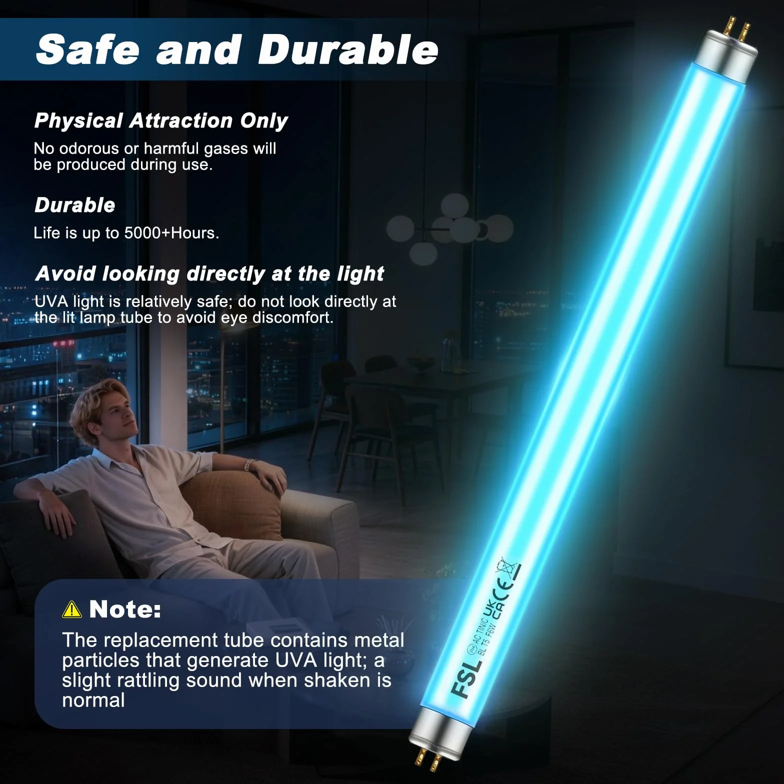 Tubos de Repuesto UV 365 nm 22.6 cm para Lámpara Antimosquitos 12W, Paquete de 2