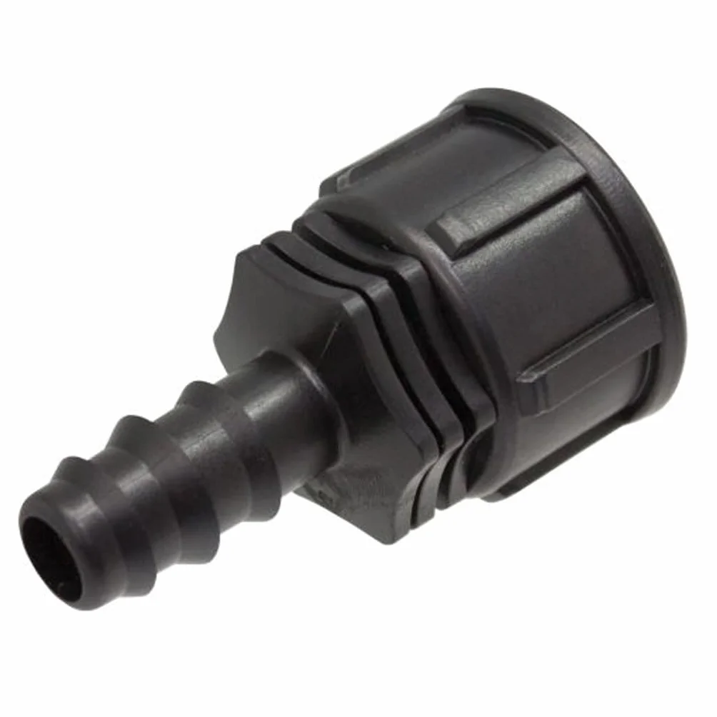 Suinga 100 Conector grifo 3/4" a tubo 16mm. Enlaces de rosca hembra 16mm x 3/4", utilizado para conectar grifo al tubo de 16 mm, negro