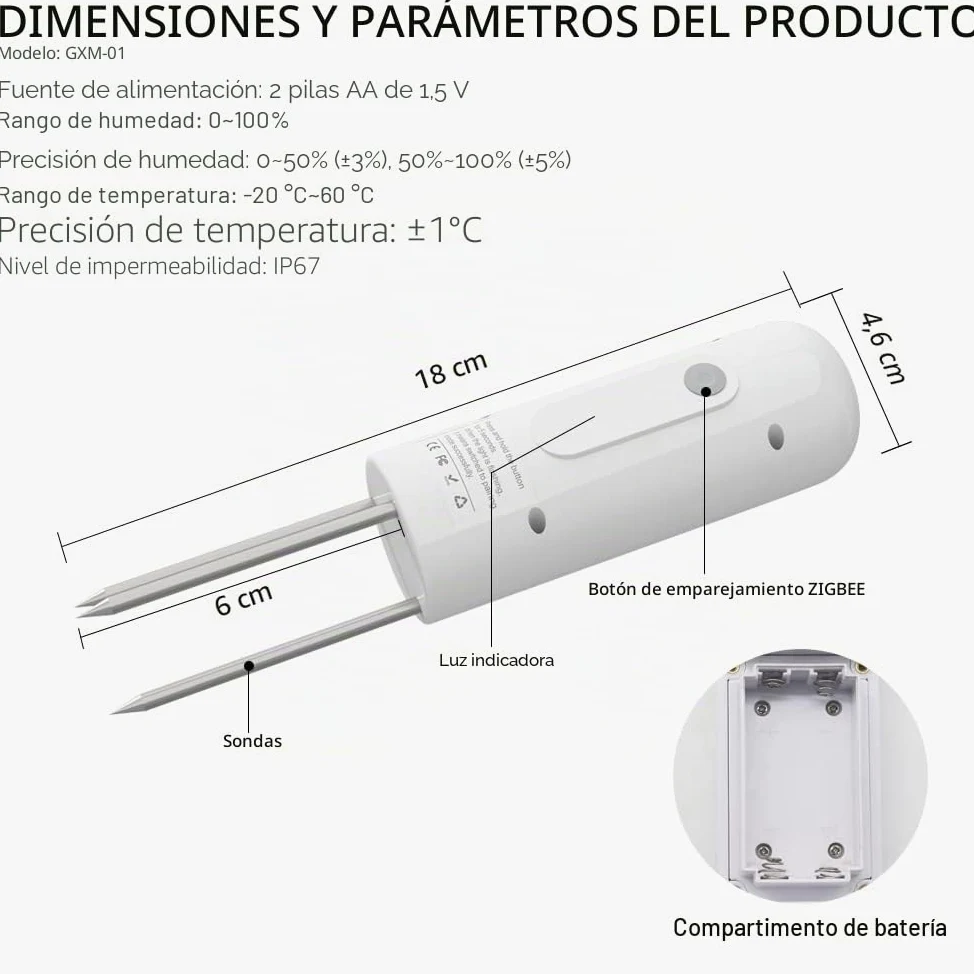 ZIGBEE Medidor de humedad y temperatura del suelo de jardín, sensor impermeable al aire libre, probador de humedad de plantas, compatible con la aplicación TUYA Smart