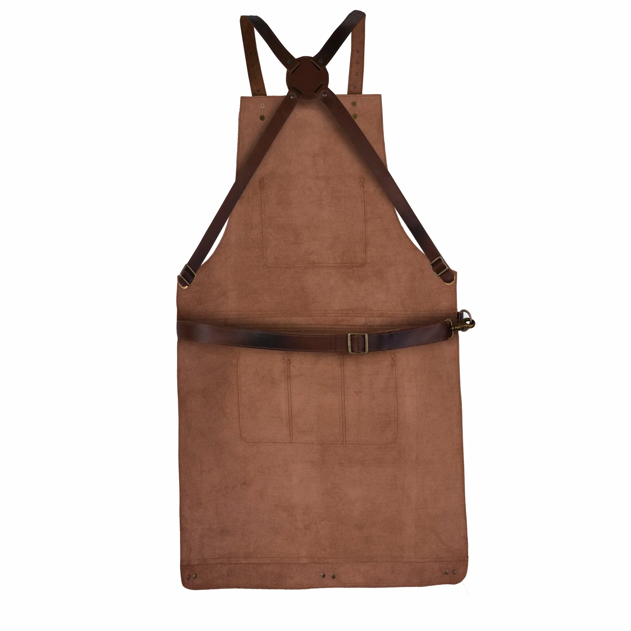 Leather Tool Working 12 Pocket Tool Apron | Unisex Leather Cross Body Back Straps Adjustable | Woodworking | Gardening Apron