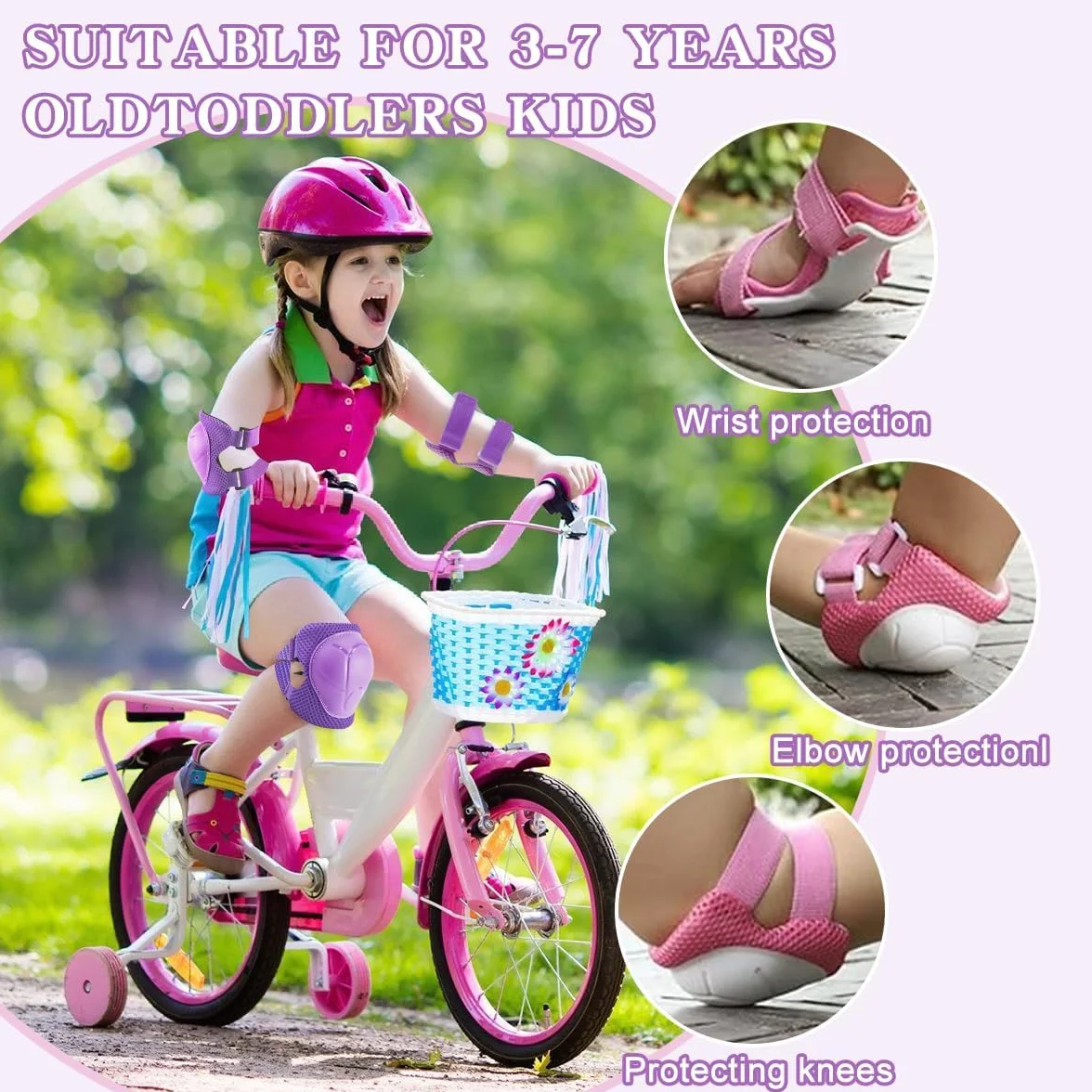 Juego de Protecciones Skate Niño 6 Piezas Rodilleras Muñequeras Coderas para Bicicleta Patinaje