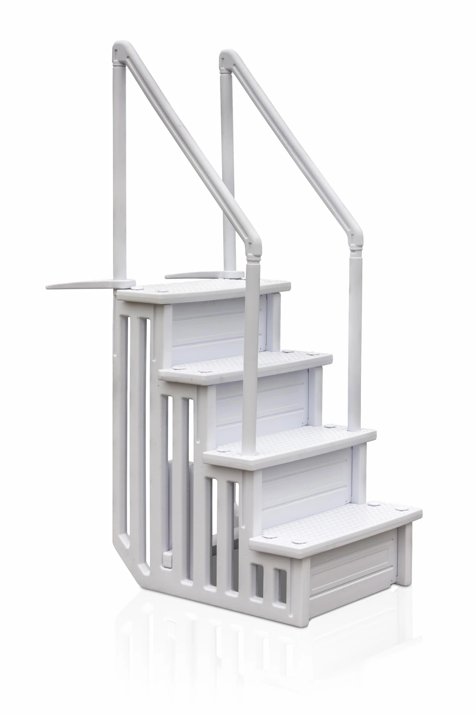 Escalera Antideslizante para Piscina Enterrada 4 Peldaños Blanca 80x92x206 cm