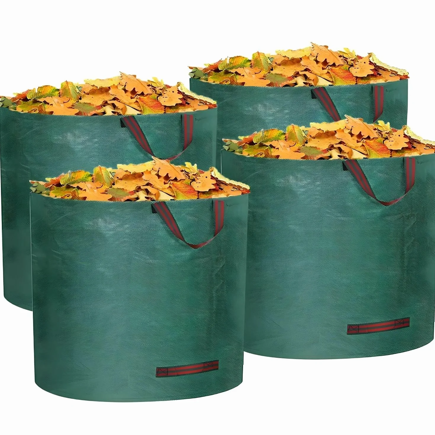 Colector de hojas, paquete de 4 bolsas grandes reutilizables para hojas, bolsas de basura portátiles de 106 galones, bolsas de césped y hojas, bolsas de recortes de jardín, contenedor de hojas, con 4
