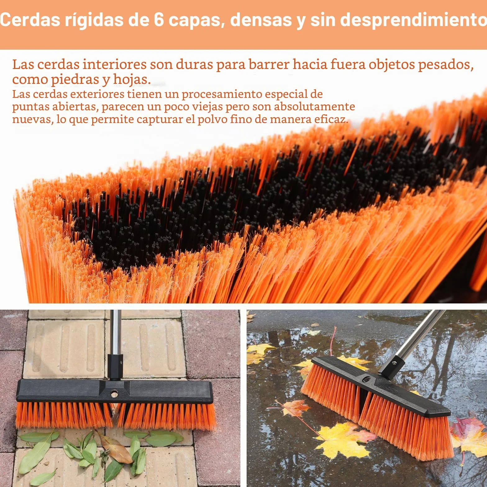 Mitclear 45cm Cepillo Exterior con Mango Extensible 163cm Escoba Cerdas Duras para Jardín Cesped Artificial Terraza