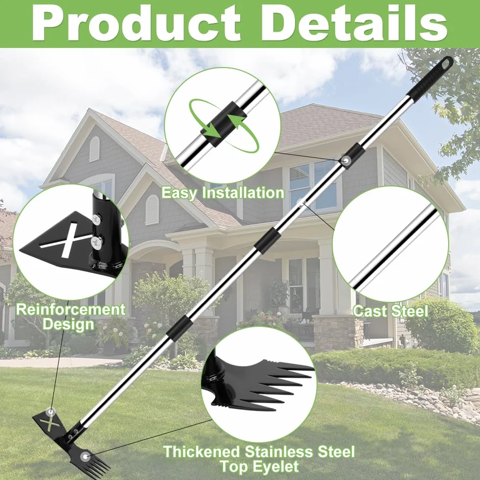 Extractor de Malas Hierbas con Mango Largo Ajustable 150cm 2 en 1 para Jardín