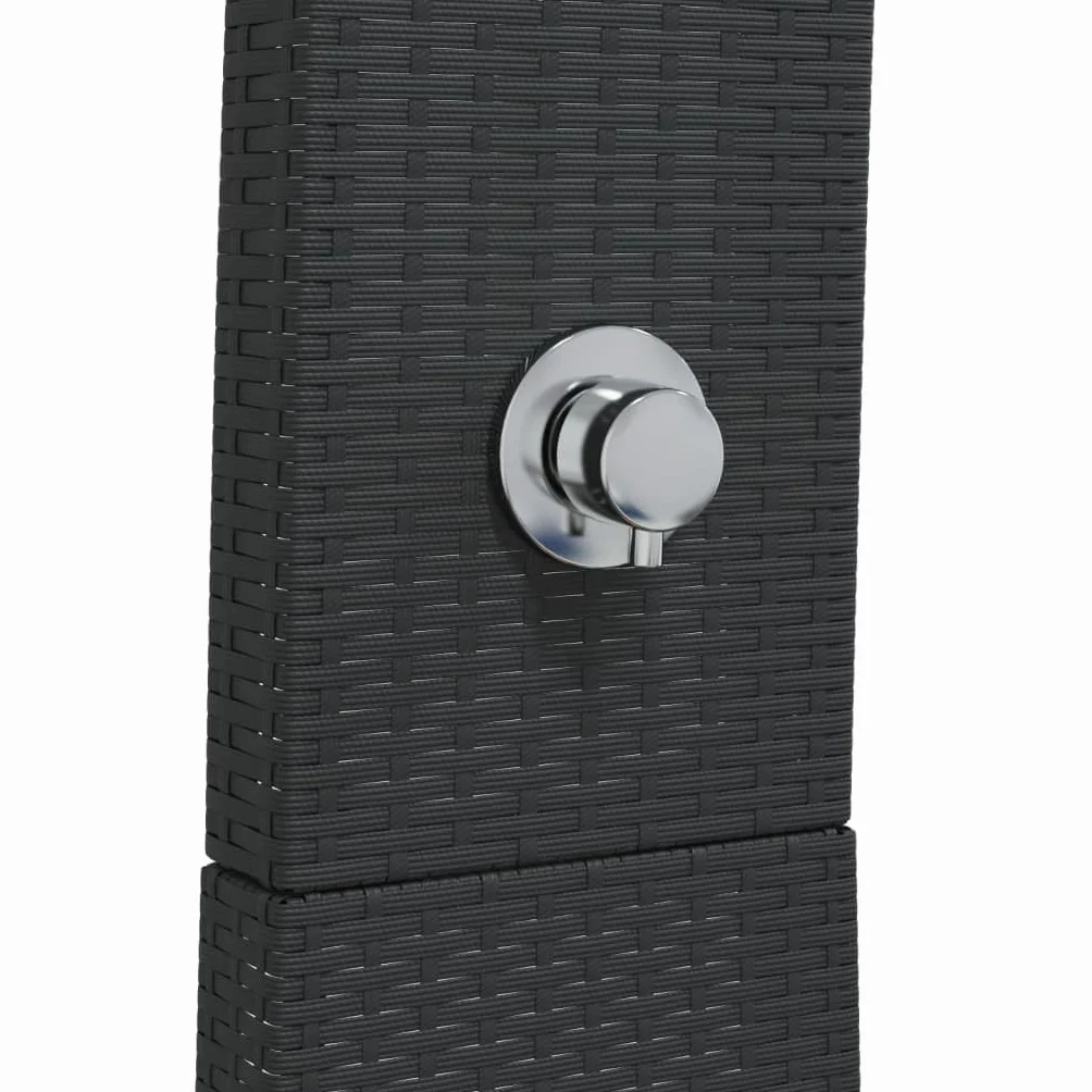 vidaXL Ducha Exterior con Rociador Giratorio, Ratán PE y Madera Acacia Negro