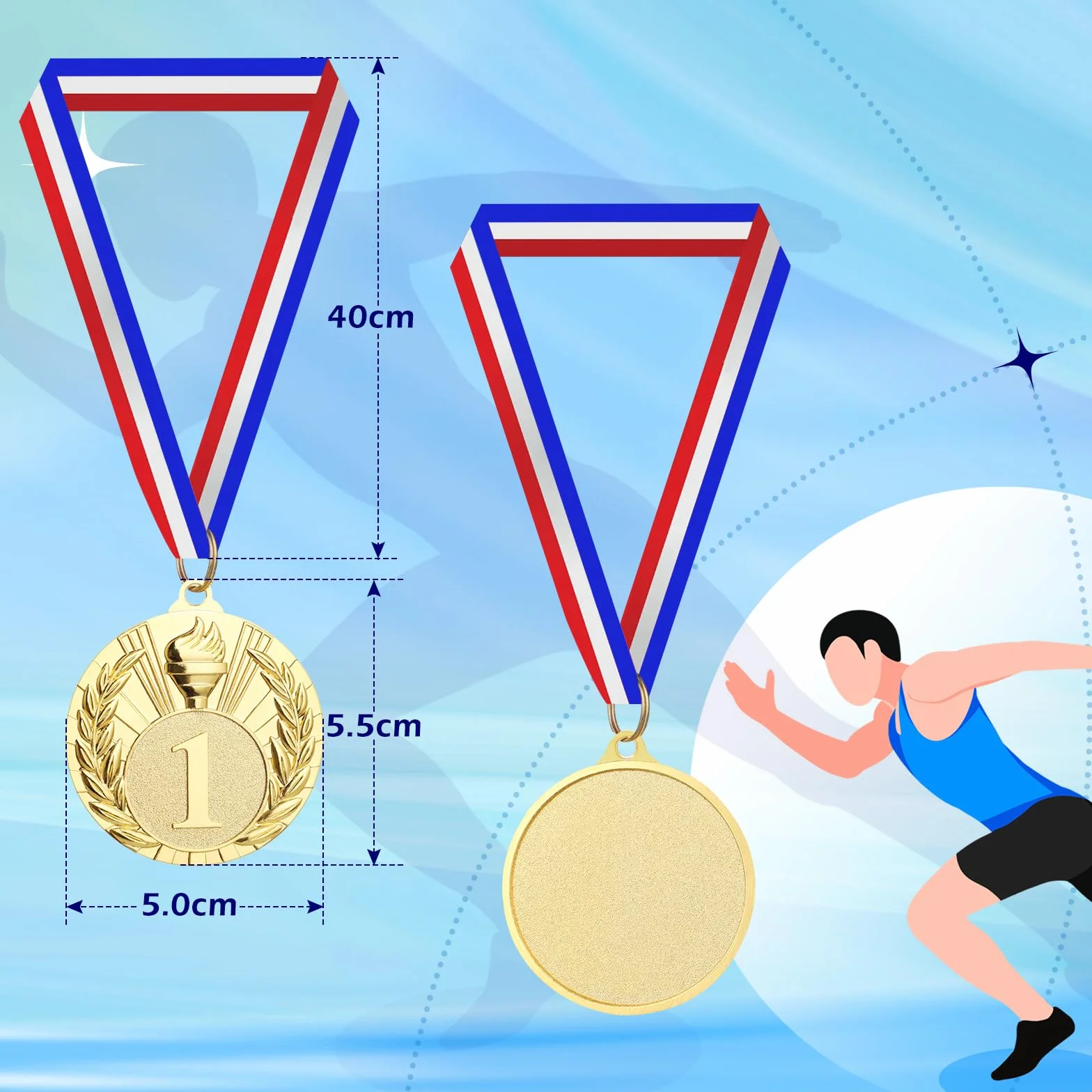 GeeRic 12 Piezas Medallas de Oro para Niños, Fiestas Infantiles y Premios Deportivos