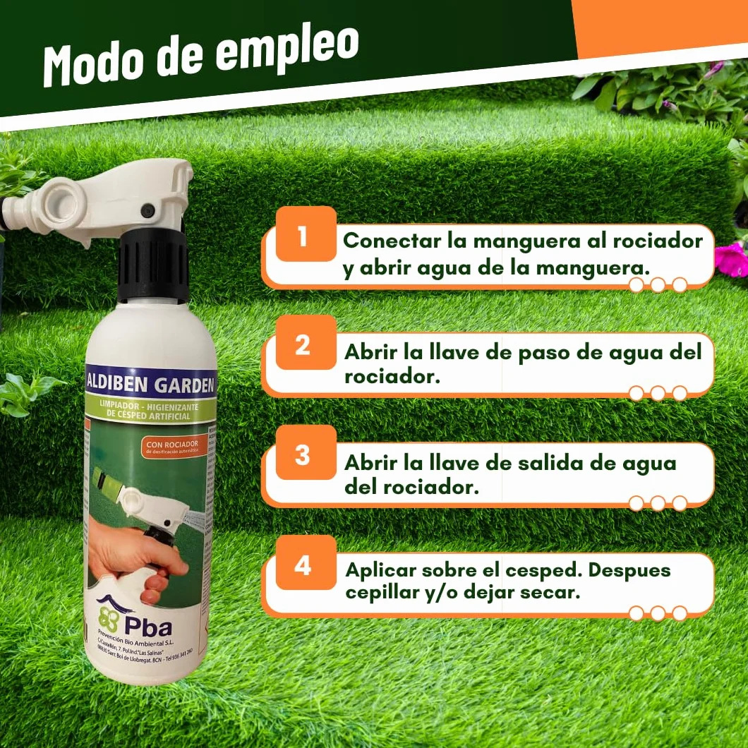 Higienizador para Césped Artificial Concentrado con Dosificador Automático Hasta 400m² Aroma a Hierba Recién Cortada