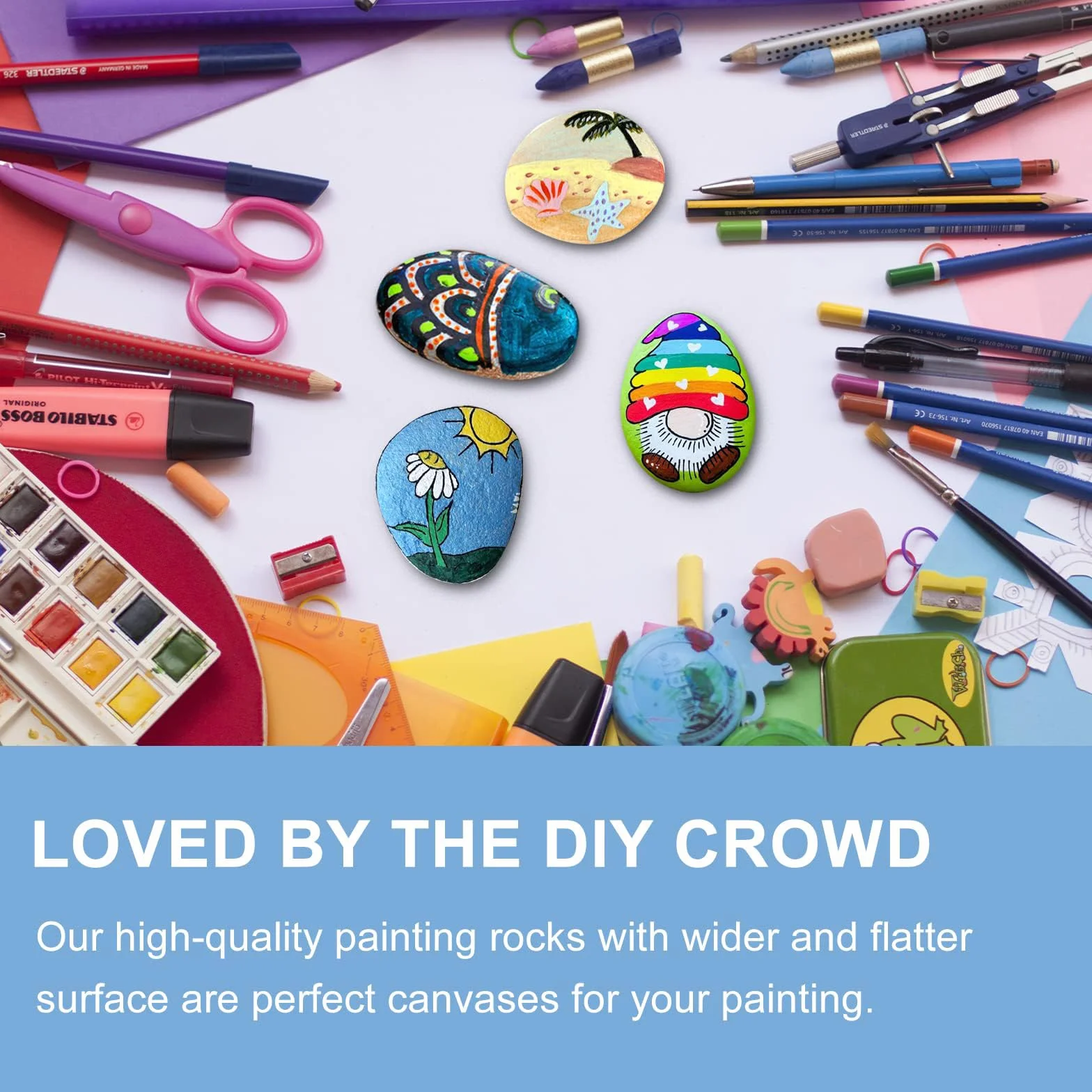 25 Piezas Piedras Creativas Pintadas a Mano, Rocas Lisas Naturales para Pintura y Artesanías Decoración
