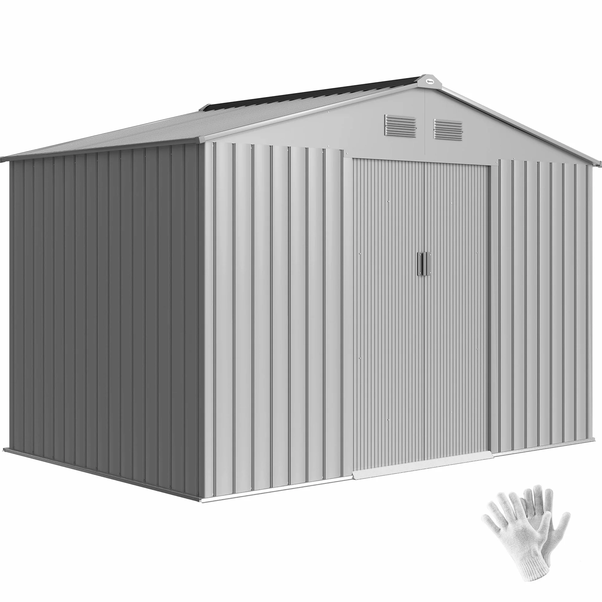 Outsunny Caseta de Jardín Exterior 4,9 m², 277x195x192 cm, Cobertizo Metálico con Puerta Corredera y Ventilación