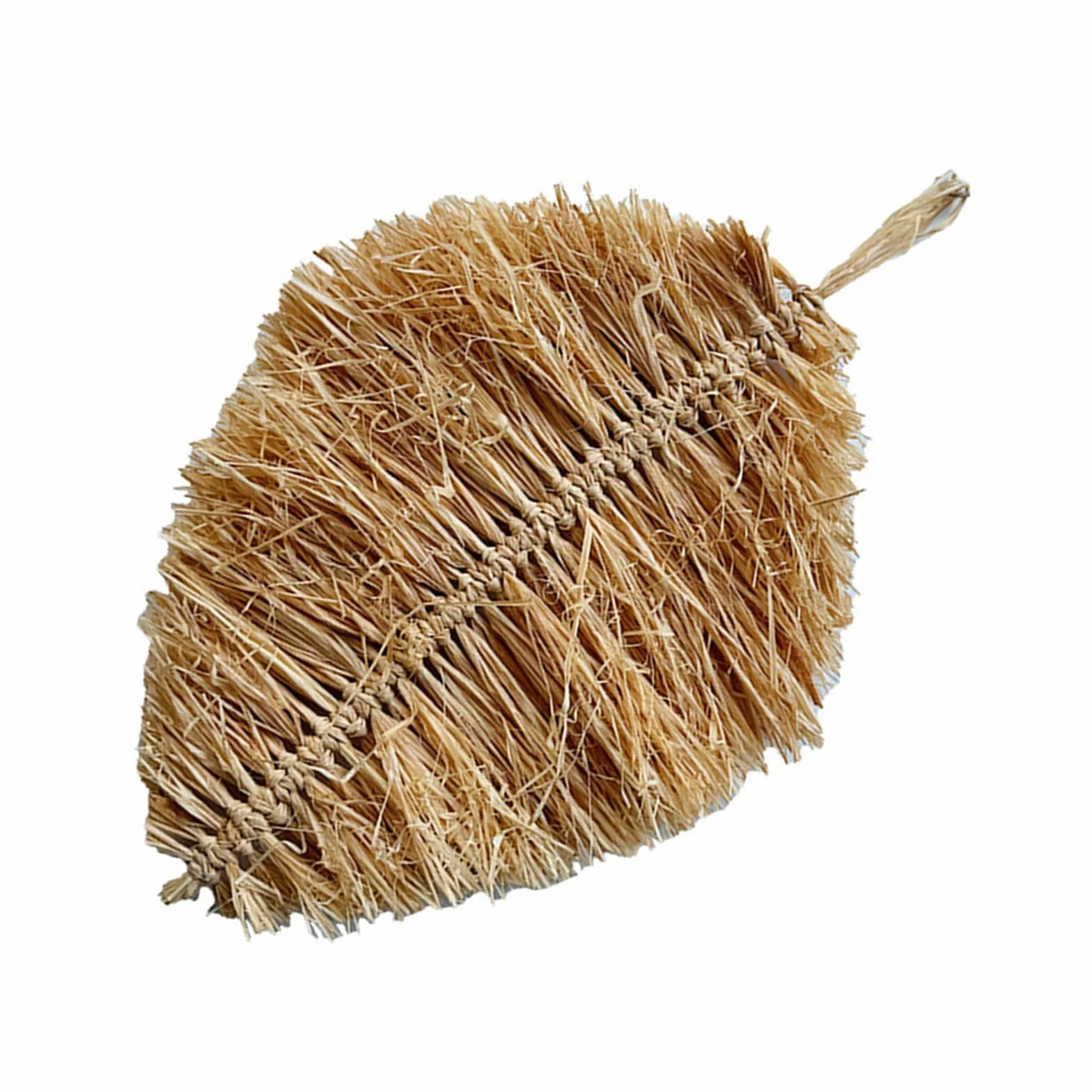 Adorno colgante de pared de rafia tejida a mano con forma de hoja, decoración para cabaña y dormitorio