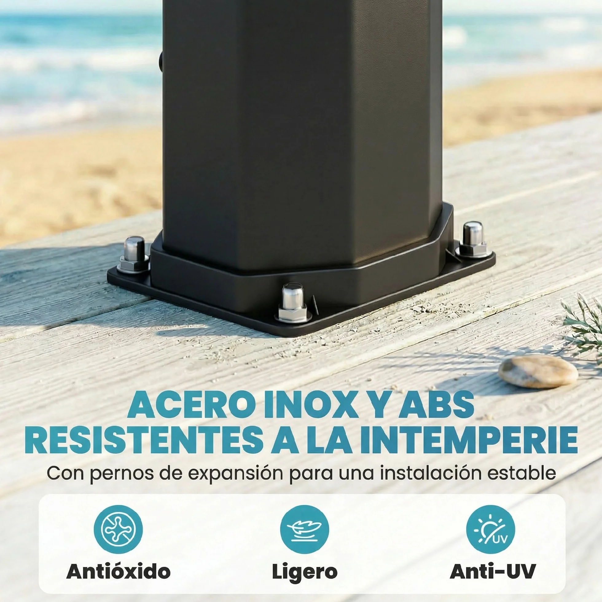 Outsunny Ducha Solar de Jardín 60 L Exterior Máx. 60 °C Agua Fría y Caliente 21,8x18,2x227 cm Negro