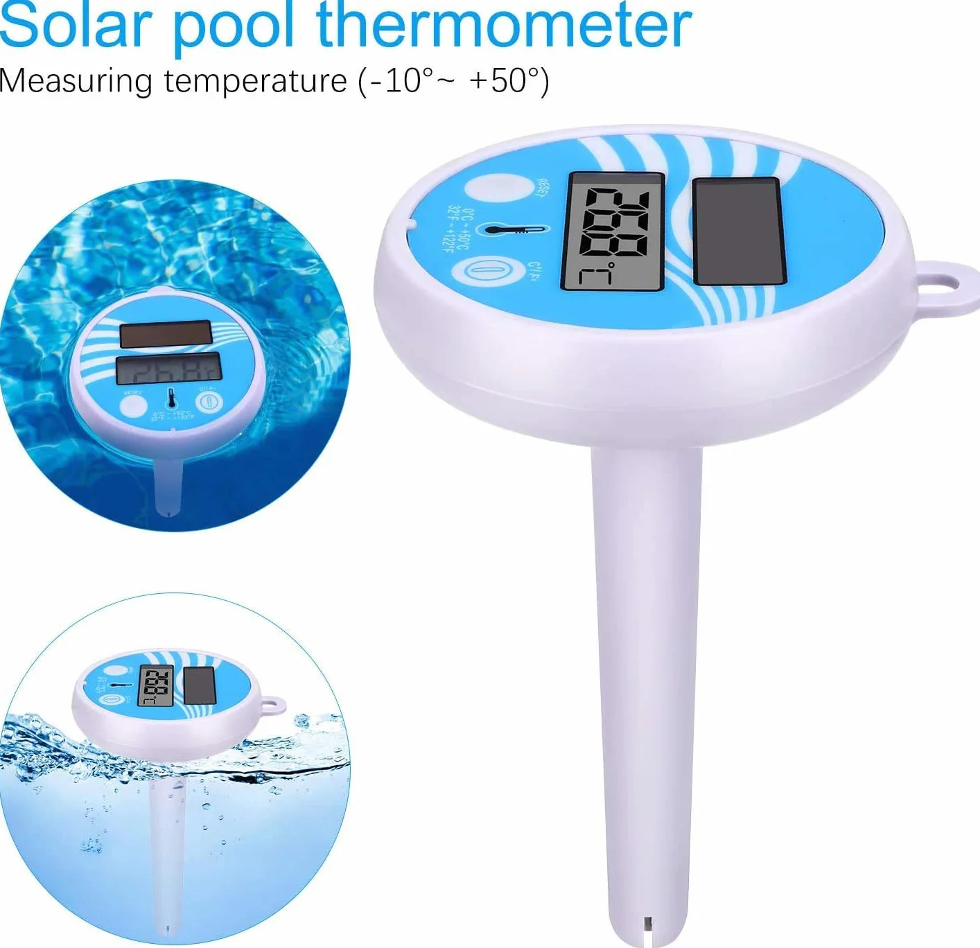 Termómetro Piscina Flotante Solar Digital con Cuerda Pantalla LCD