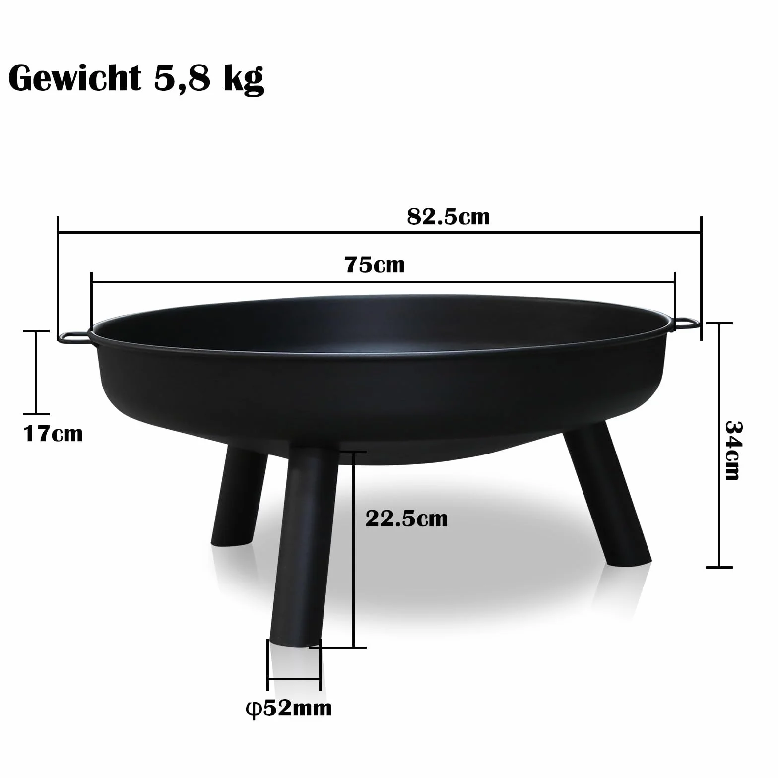 Recipiente para hoguera de 82,5 cm, para el jardín, para exteriores, para camping, fogatas de jardín, hogueras, cubos de fuego y cestas de fuego para el jardín, terraza y balcón