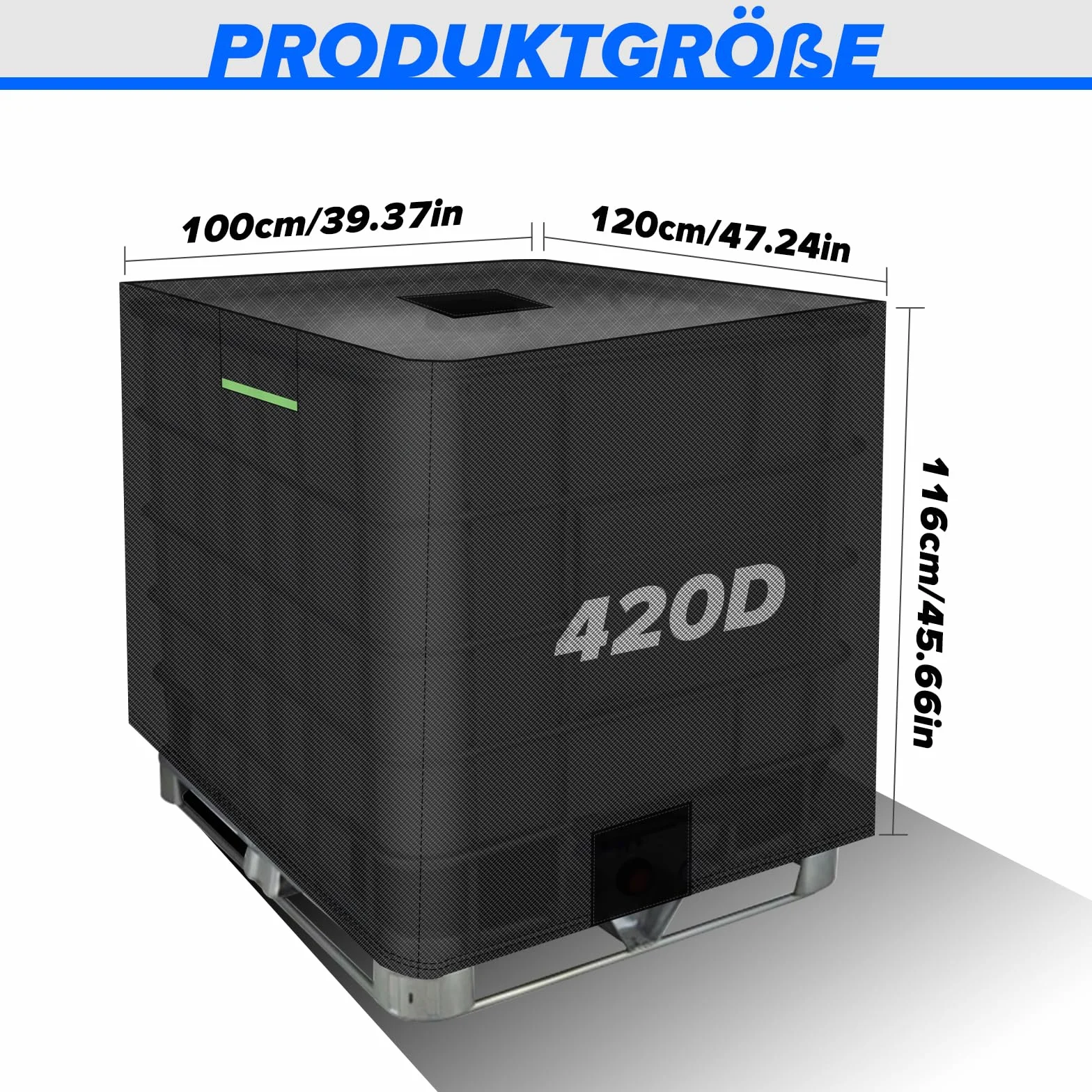 Cubierta protectora IBC UV 1000L 100x120x116cm con abertura franja reflectante