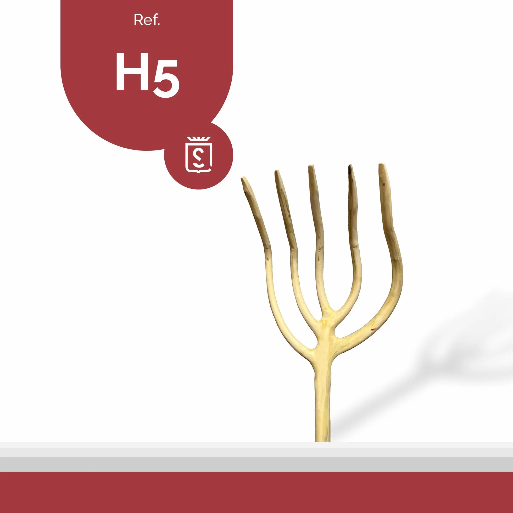 Horca de Madera Almez de 5 Púas 150cm Herramienta de Jardinería