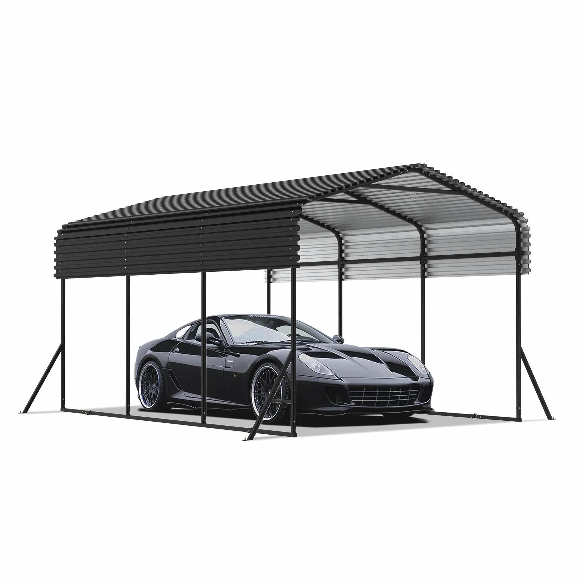 Aufun Garaje de metal 4,5 x 3 x 2,5 m para coches camiones barcos toldo techo acero marco metal