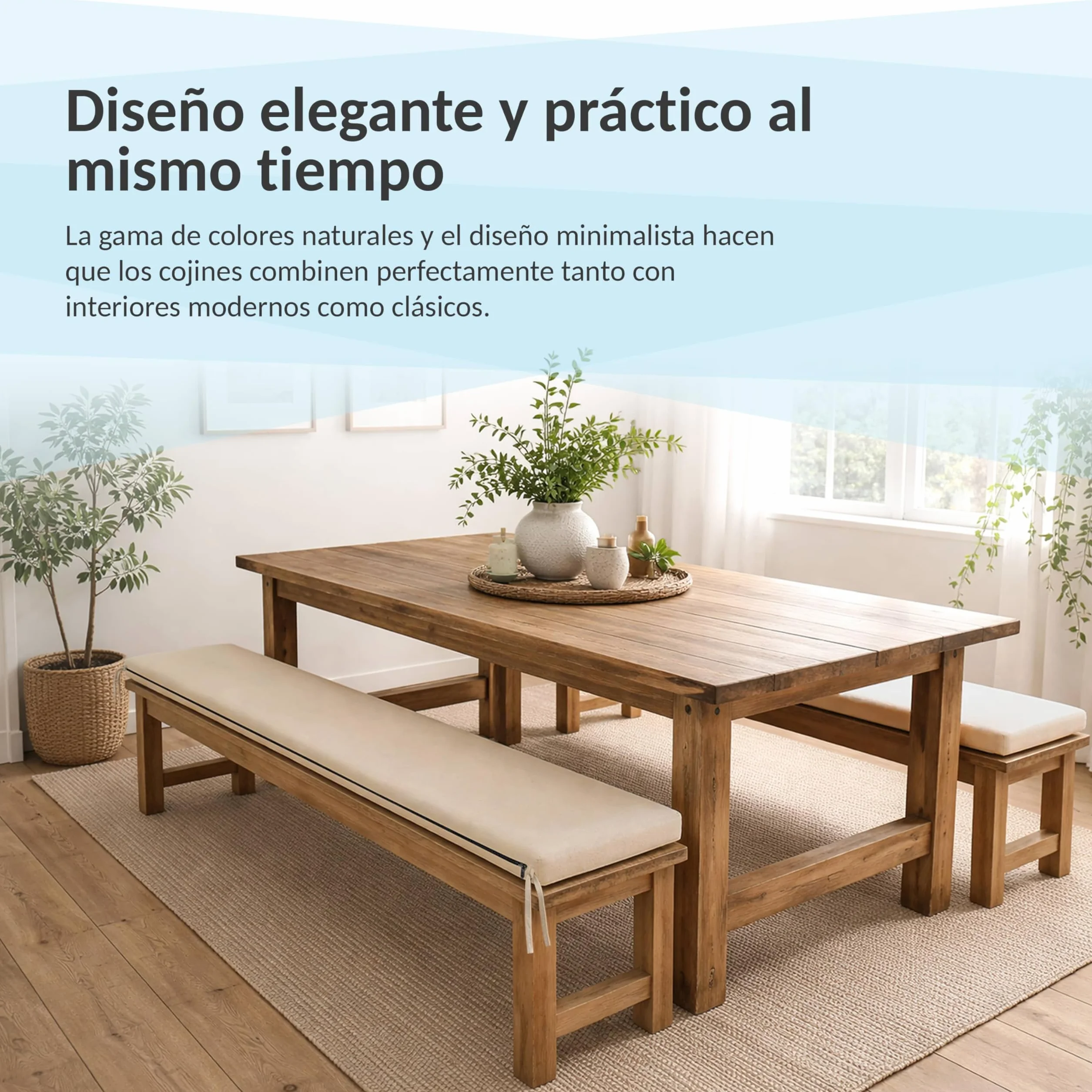 POKAR Cojín de Banco 100x40 cm Funda Extraíble Cintas Antideslizantes Oeko-Tex Antracita