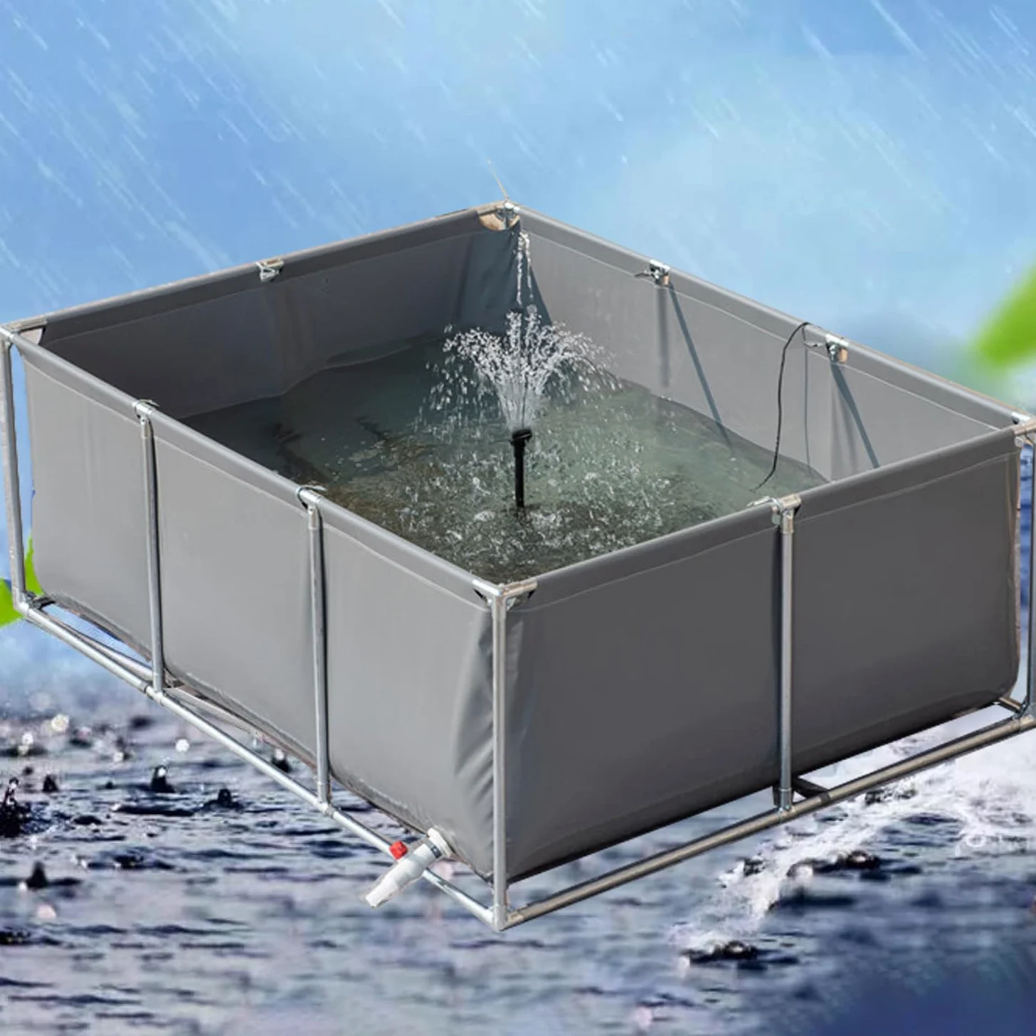 Tanque plegable de 3 x 3 x 0,9 m, estanque temporal para peces para carpas y agua, tanque de agua portátil, cisterna preformada, ideal para piscinas