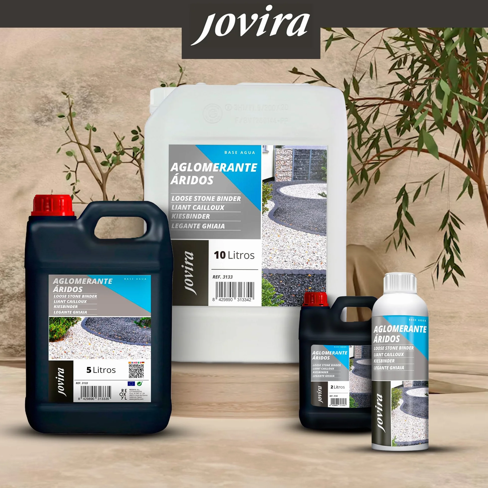 JOVIRA PINTURAS Aglomerante de Áridos 10 Litros C-1 estabilizador para Piedras y Rocas de Jardin