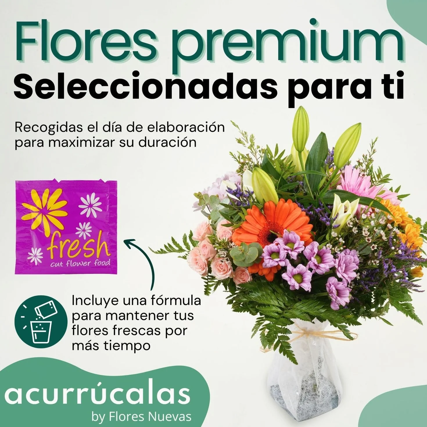 Ramo de Flores Naturales con Dedicatoria - Flores Frescas para el Día de la Madre