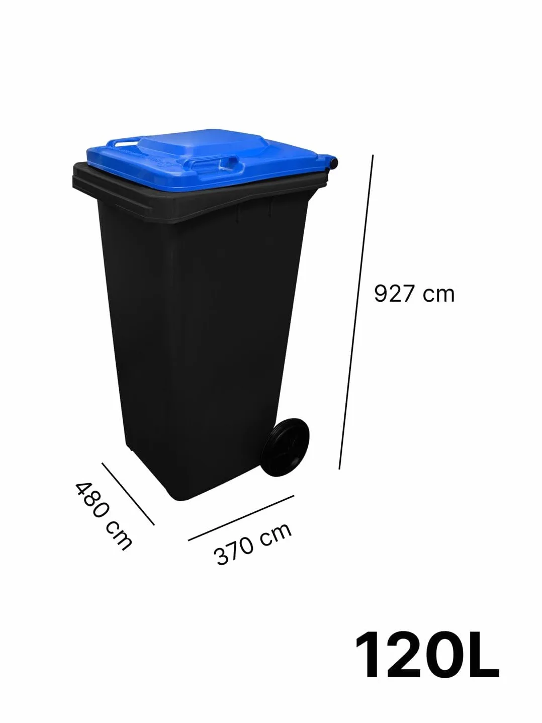 Ecodiseño Jardín Contenedor Basura Reciclable 120L 2 Ruedas Tapa Azul