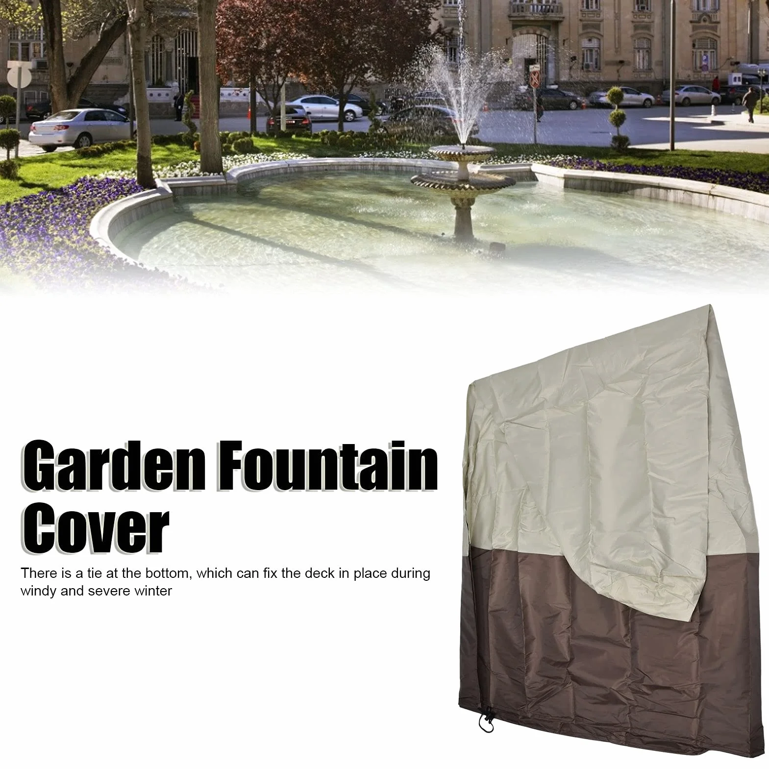 Cubierta protectora para fuente de jardín impermeable Oxford 210D plateado