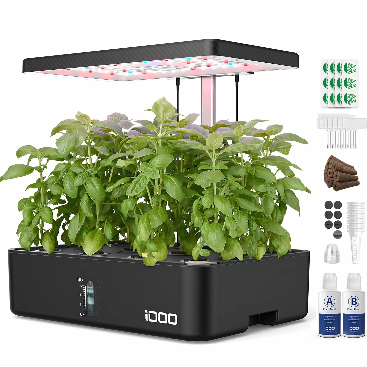 iDOO Huerto de Interior, 12 Vainas Jardinería de Interior y Lámpara LED de Crecimiento, Smart Garden con Temporizador Automático, Altura Ajustable, ID-IG301 Kit de Germinación