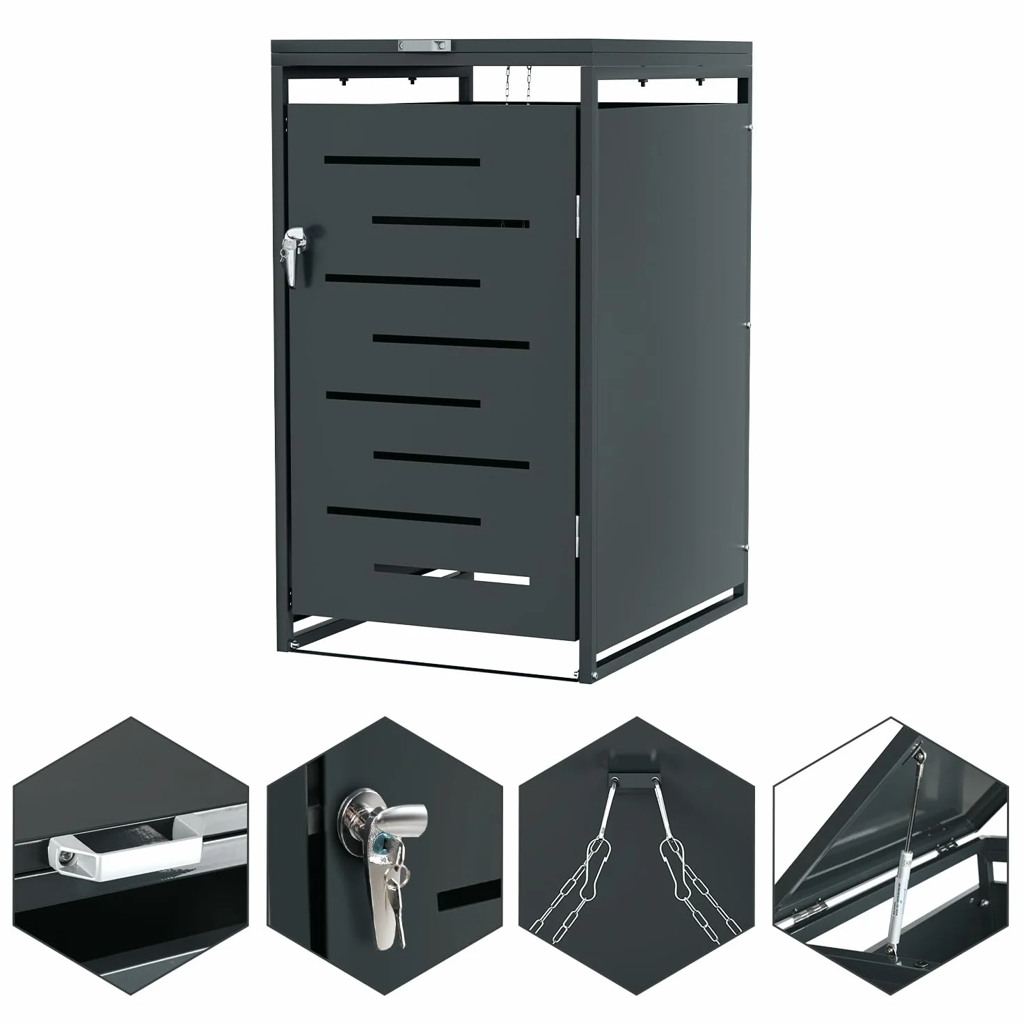 Caja para contenedores de basura 120L/240L acero galvanizado antracita