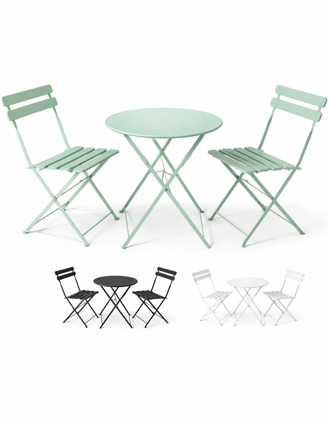 Bistró Plegable Arles Metalico Mesa y 2 Sillas Exterior Interior Resistente Muebles Jardin Balcon Terraza