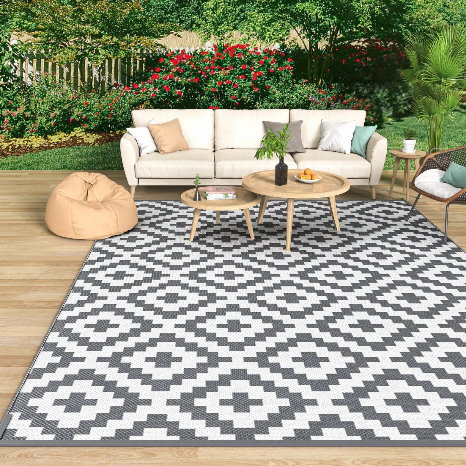 Mokani Alfombra Exterior Impermeable 150x240CM Polipropileno Protección UV